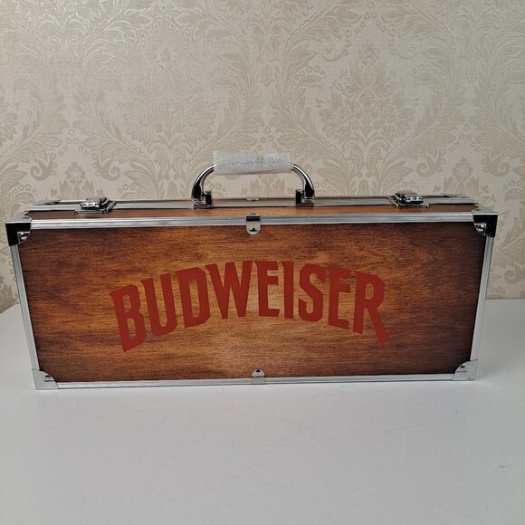 Budweiser Grill Kit In Aluminum Trimmed Case Spatula Basting Brush Logo - Picture 13 of 14